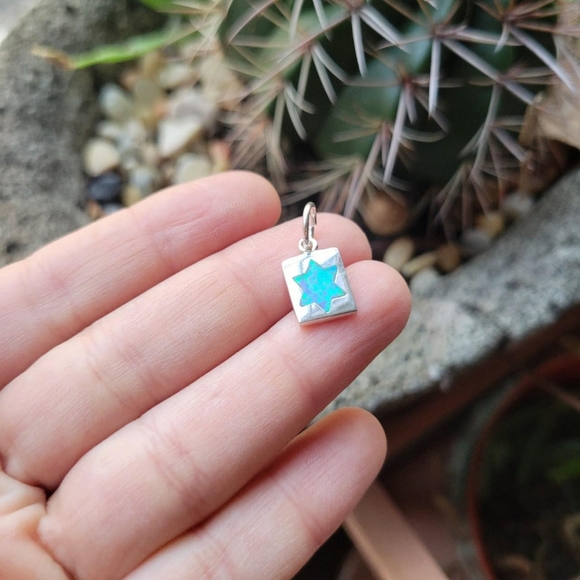 Jewelry - New Handmade Dainty Solid 925 Sterling Silver Star of David Blue Tiny Charm